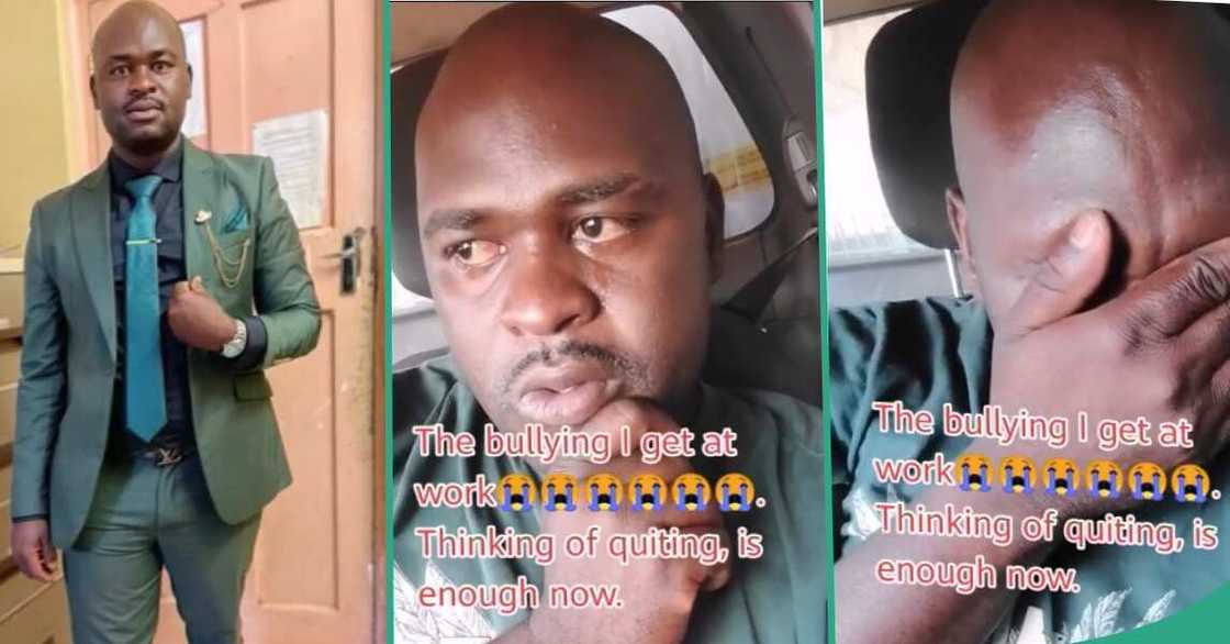 Man weeps in car like a kid, express sadness over how he's treated at work