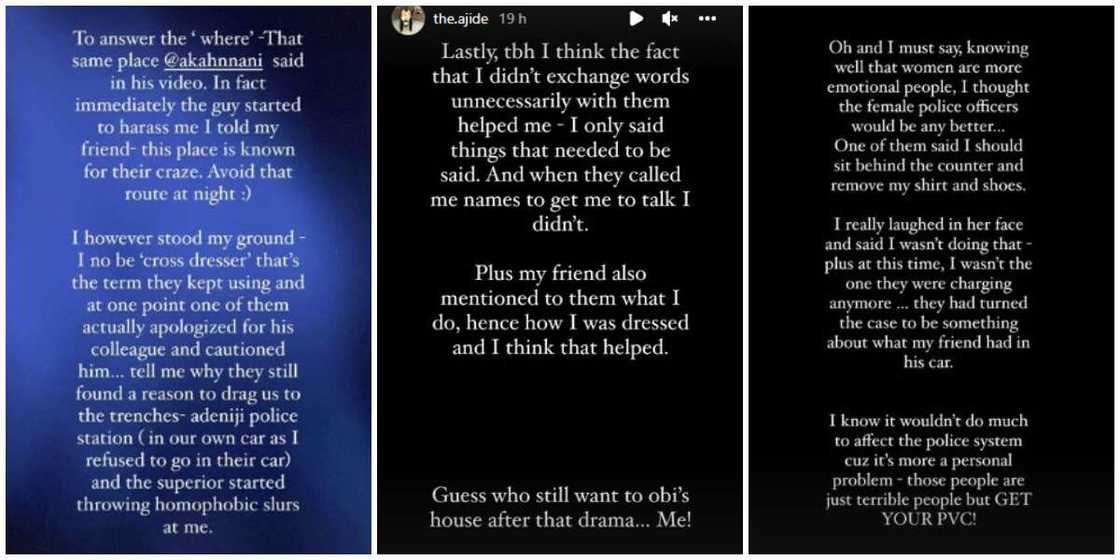 Screenshots of Ajide's posts on Instagram Screenshots of Ajide's posts on Instagram