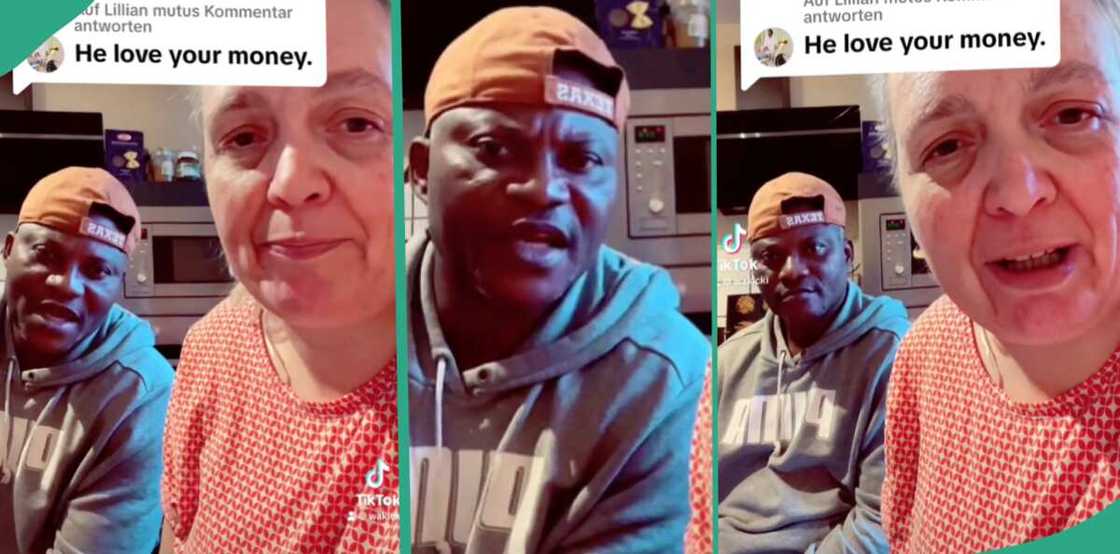 Oyinbo woman taking care of her African husband. Oyinbo woman taking care of her African husband.