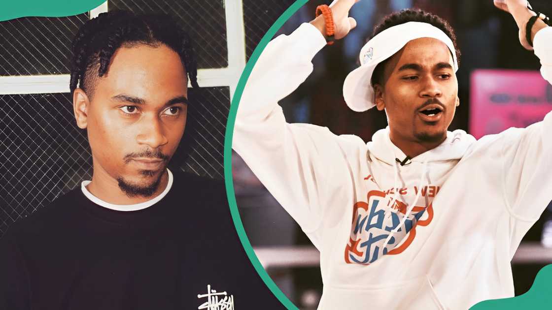 Javen Cannon posing for a photo next to a building (L). Javen on the stage of the Wild n'Out in 2021 (R). Javen Cannon posing for a photo next to a building (L). Javen on the stage of the Wild n'Out in 2021 (R).