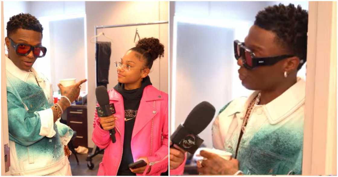 Little girl interviews Wizkid.