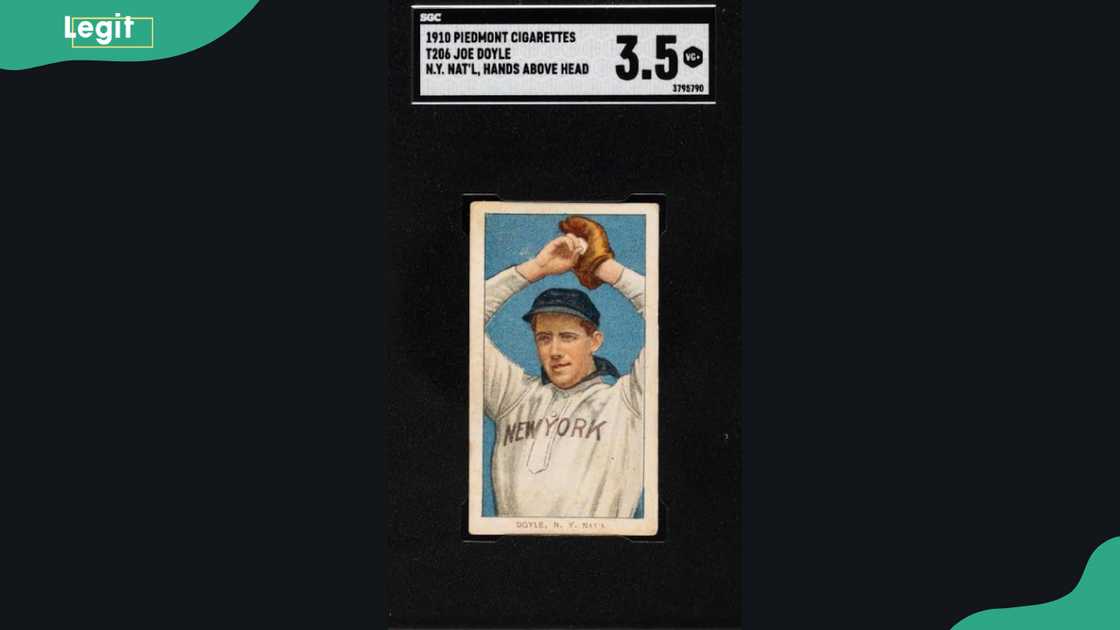 The 1909-1911 T206 White Border Joe Doyle Hands Above Head N. Y. The 1909-1911 T206 White Border Joe Doyle Hands Above Head N. Y.
