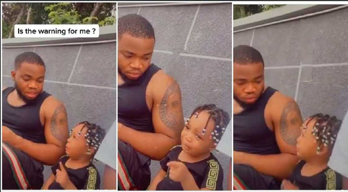 Photos of Nigerian girl pointing fingers at her dad in anger. Photos of Nigerian girl pointing fingers at her dad in anger.