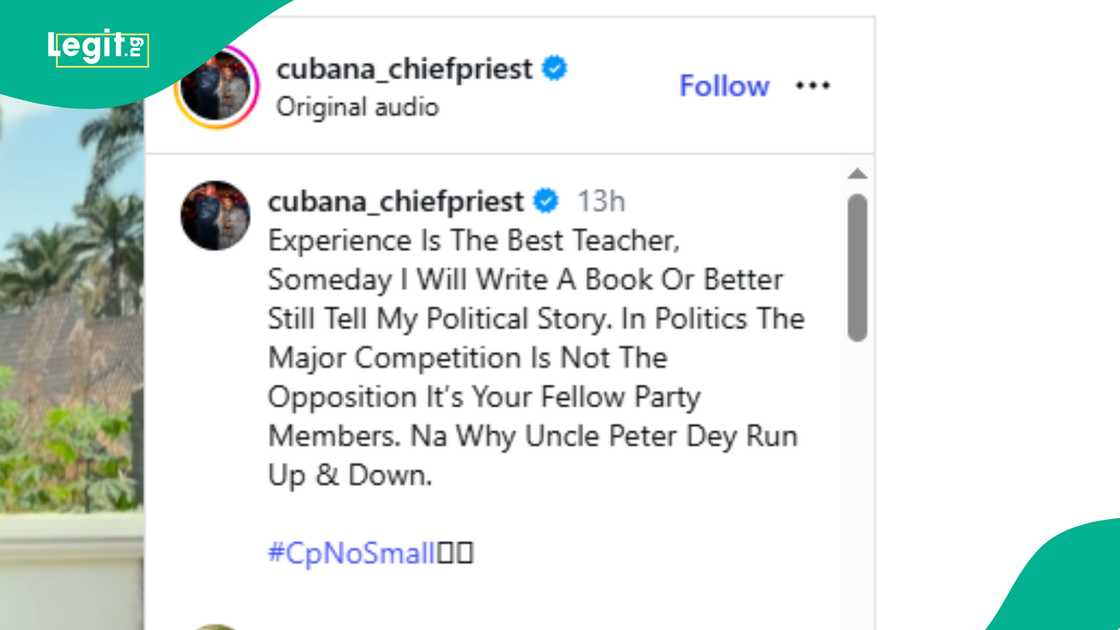 Cubana Chiefpriest shares plans to write a book about his political story.