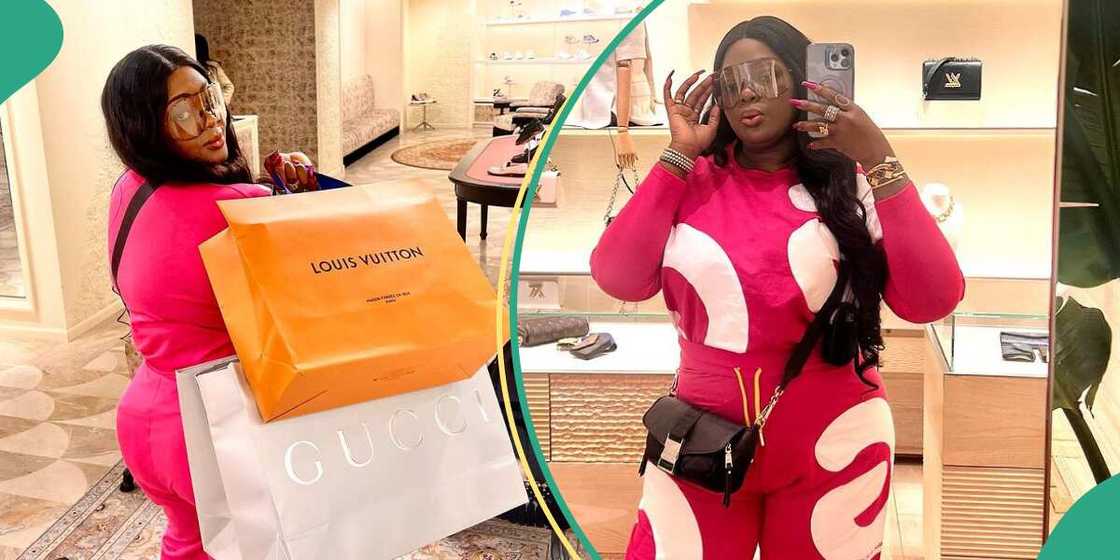 Eniola Badmus shares photos as she goes shopping.