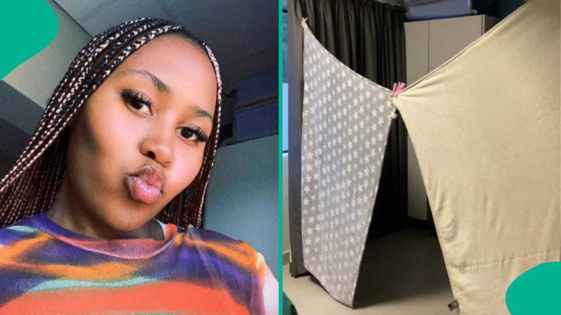Student returns from campus finding roommate created partition. Student returns from campus finding roommate created partition.