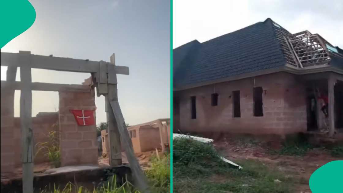 Overjoyed twin sisters celebrate completing their houses.