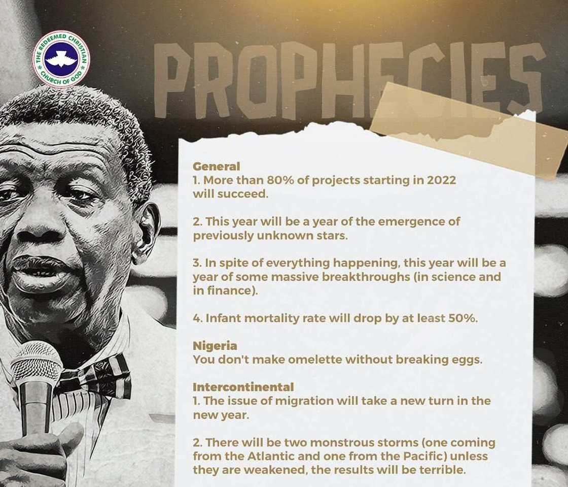 Pastor Adeboye releases New Year prophecies