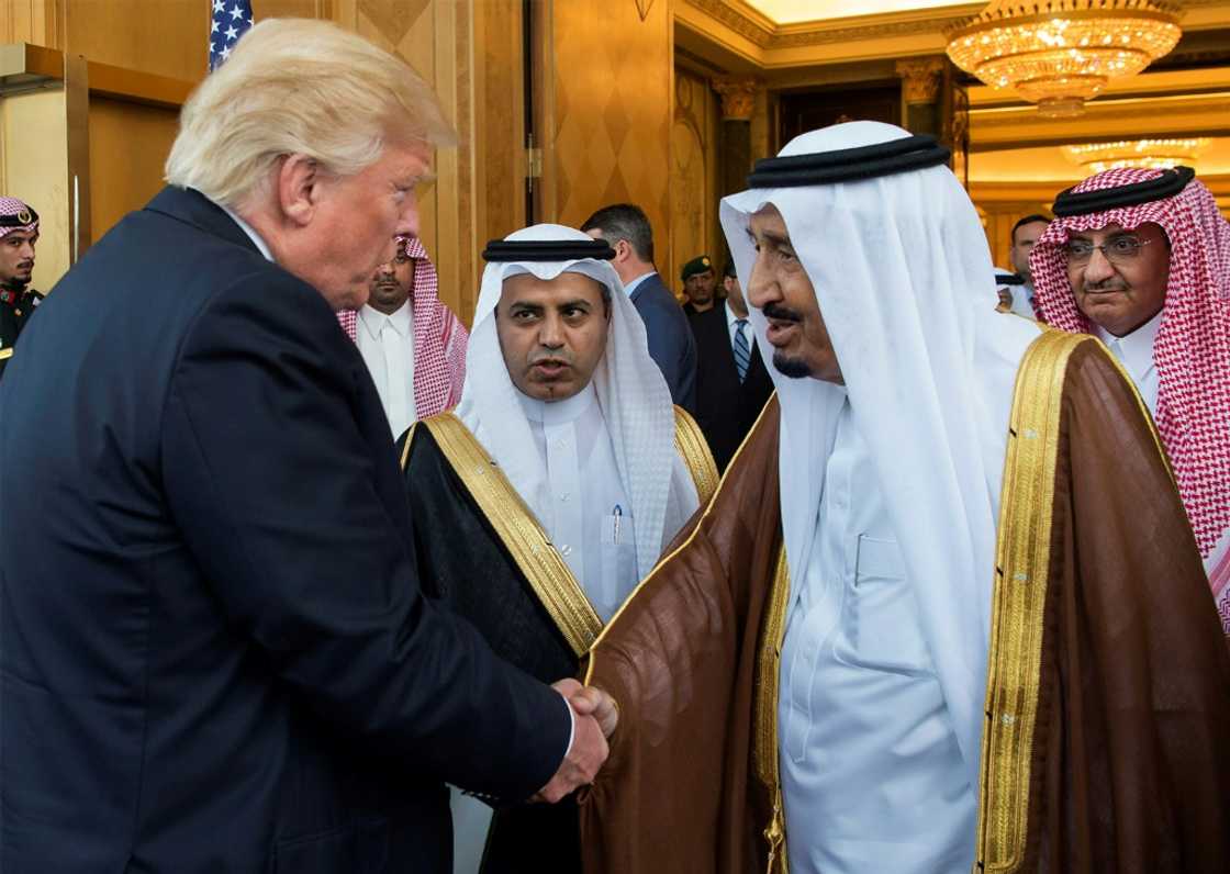 US President Donald Trump (L) met Saudi Arabia's King Salman (2nd-R) on his first foreign visit in 2017