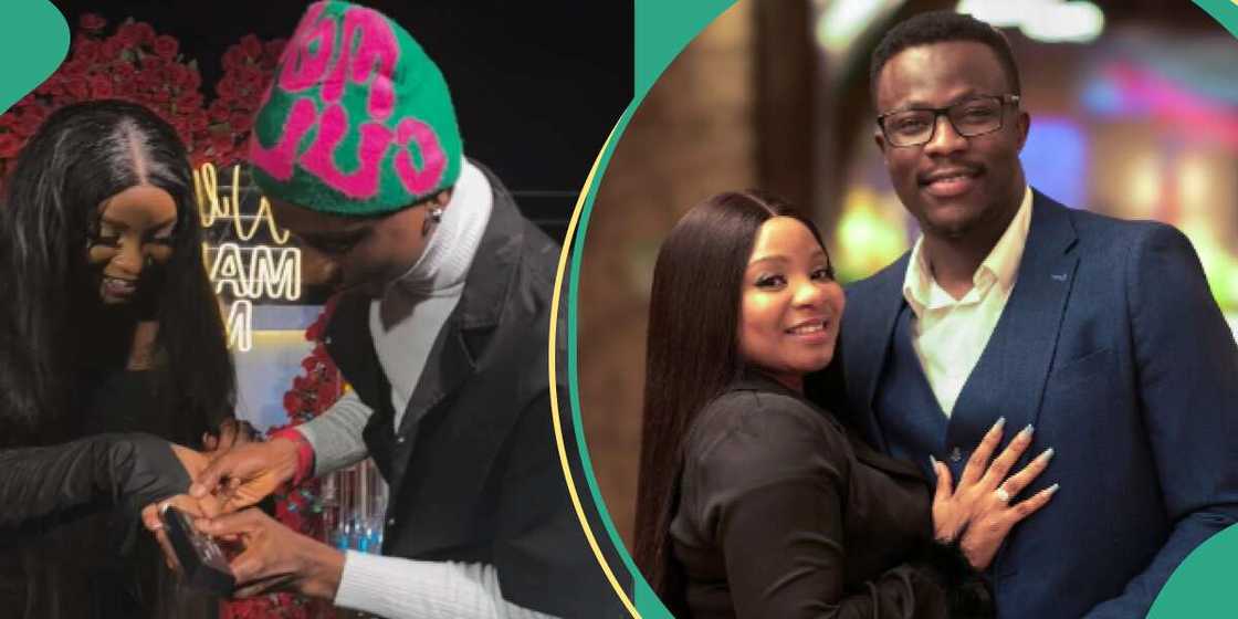 BBNaija star Queen Mercy Atang's fiance proposes with diamond ring. BBNaija star Queen Mercy Atang's fiance proposes with diamond ring.