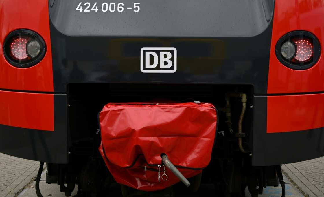 A wagon with the logo of German rail operator Deutsche Bahn (DB) at an industry fair on September 24, 2024 in Berlin A wagon with the logo of German rail operator Deutsche Bahn (DB) at an industry fair on September 24, 2024 in Berlin