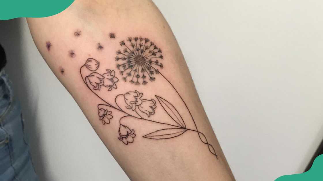 Dandelion and Lily of the Valley Forearm Tattoo Dandelion and Lily of the Valley Forearm Tattoo