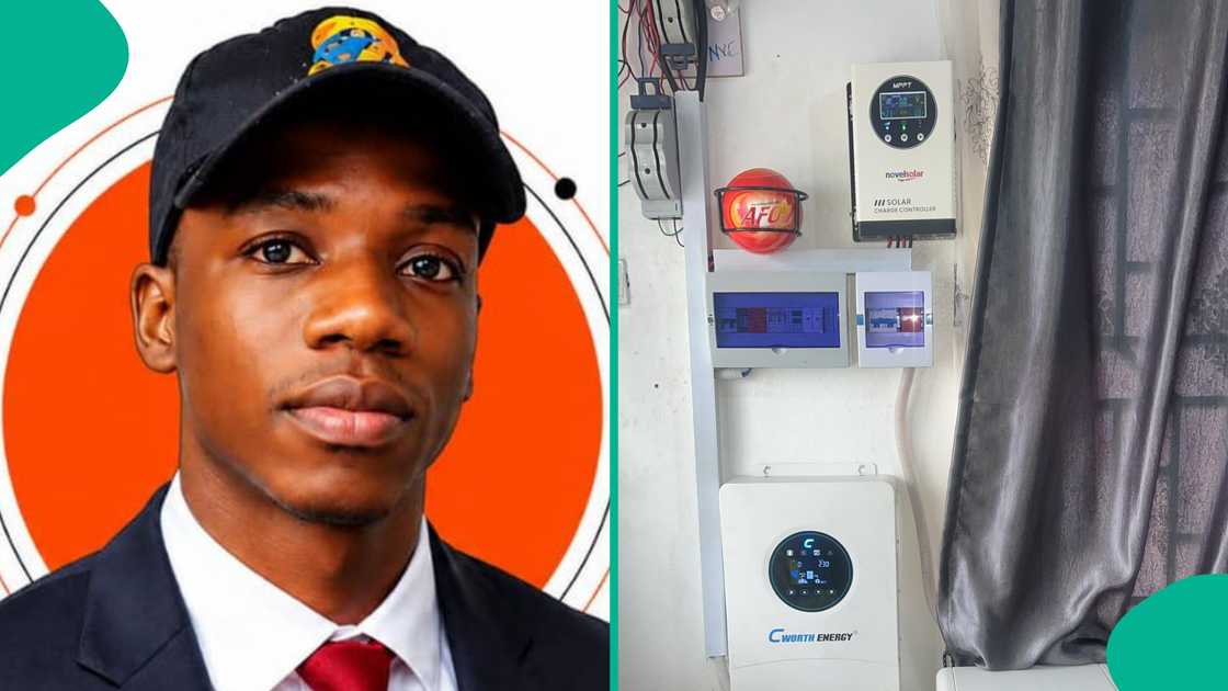 Engineer displays strong solar battery.