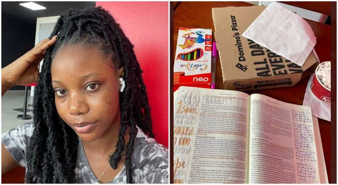 Emmanuella, young lady on date with her Holy Bible. Emmanuella, young lady on date with her Holy Bible.