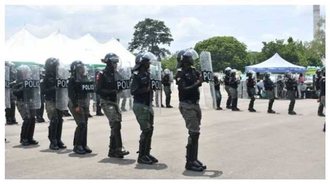 Nigerian policemen on parade