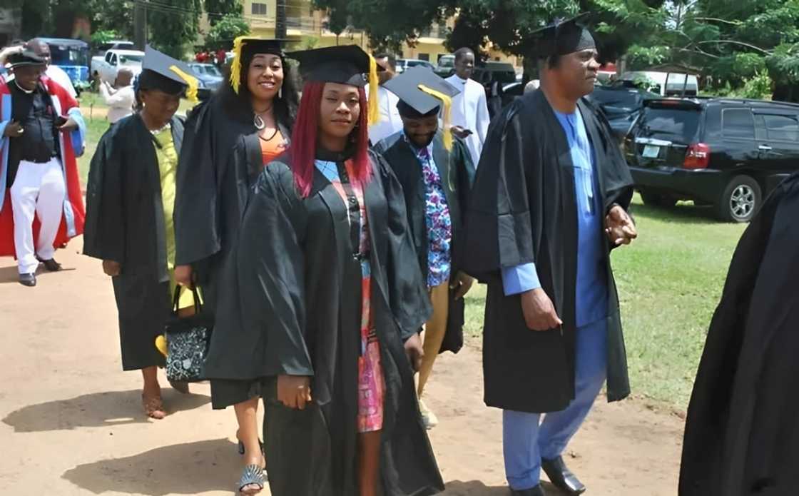 Graduating students during the Archbishop Maxwell Anikwenwa public lecture held at Paul University, Awka Auditorium. Graduating students during the Archbishop Maxwell Anikwenwa public lecture held at Paul University, Awka Auditorium.