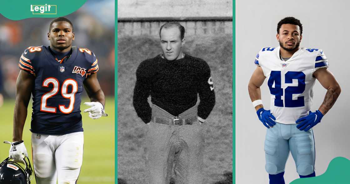 Tarik Cohen (L), Jack Shapiro (C) and Deuce Vaughn (R) are some of the shortest NFL football players Tarik Cohen (L), Jack Shapiro (C) and Deuce Vaughn (R) are some of the shortest NFL football players