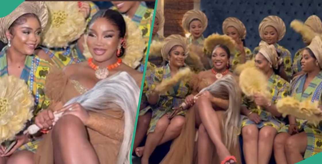 A bride and her beautiful asoebi ladies A bride and her beautiful asoebi ladies