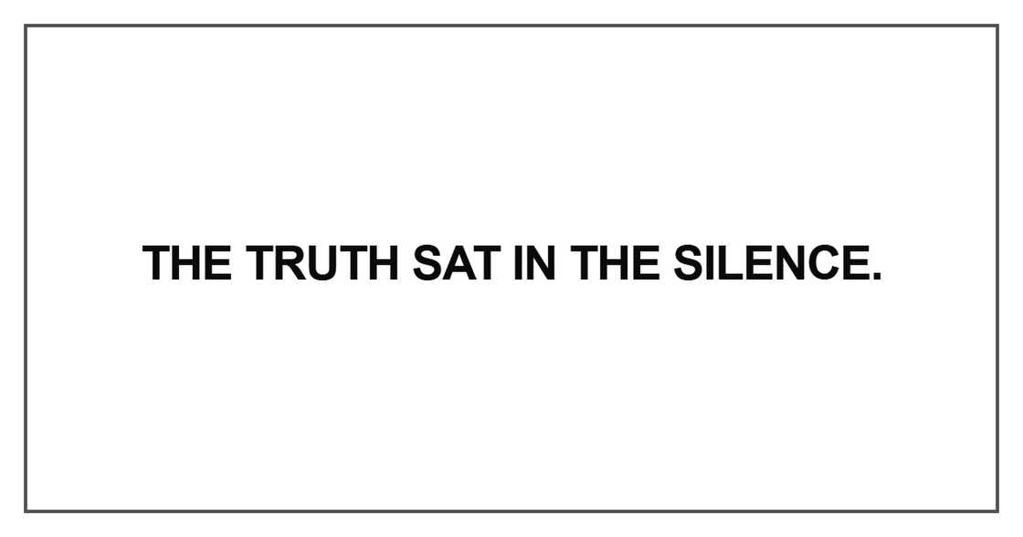 The truth sat in the silence. The truth sat in the silence.