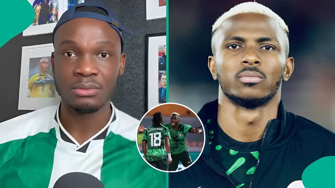 A young Nigerian man shares his opinion on Victor Osimhen shouting at Ademola Lookman during AFCON 2025, highlighting overconfidence, team conflict, and football performance.