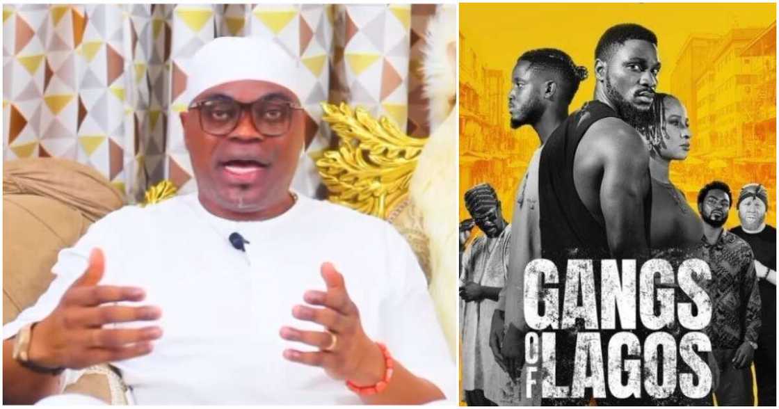 Chief Adebola Dosunmu, Eyo masquerade, Gangs of Lagos movie. Chief Adebola Dosunmu, Eyo masquerade, Gangs of Lagos movie.