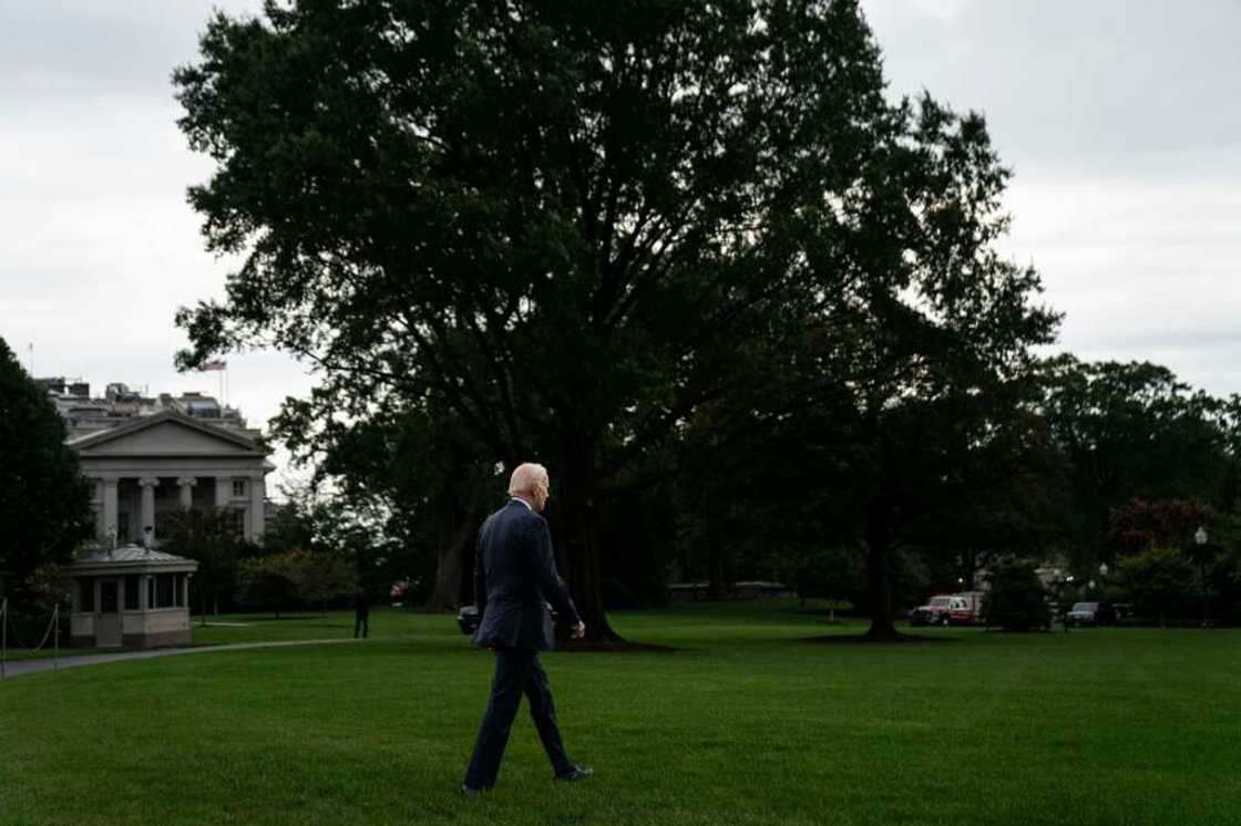 US President Joe Biden departs the White House en route for New York