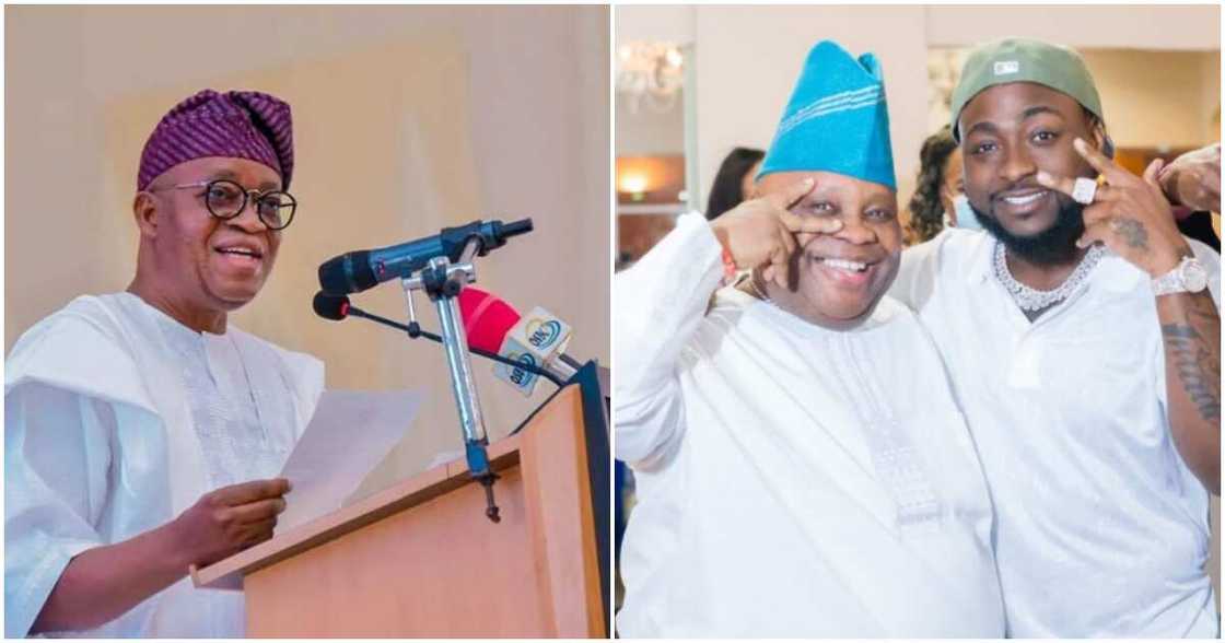 Governor Oyetola, Davido and his uncle Governor Oyetola, Davido and his uncle