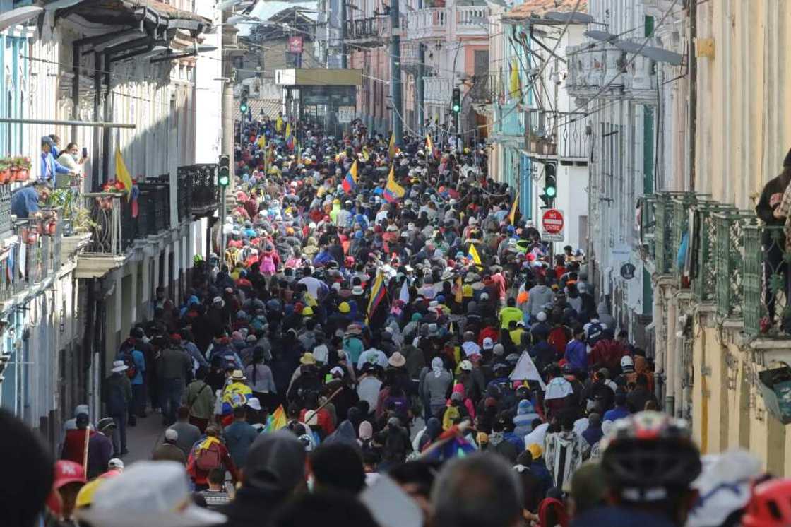 Some 10,000 protesters have gathered in the Ecuadoran capital Some 10,000 protesters have gathered in the Ecuadoran capital