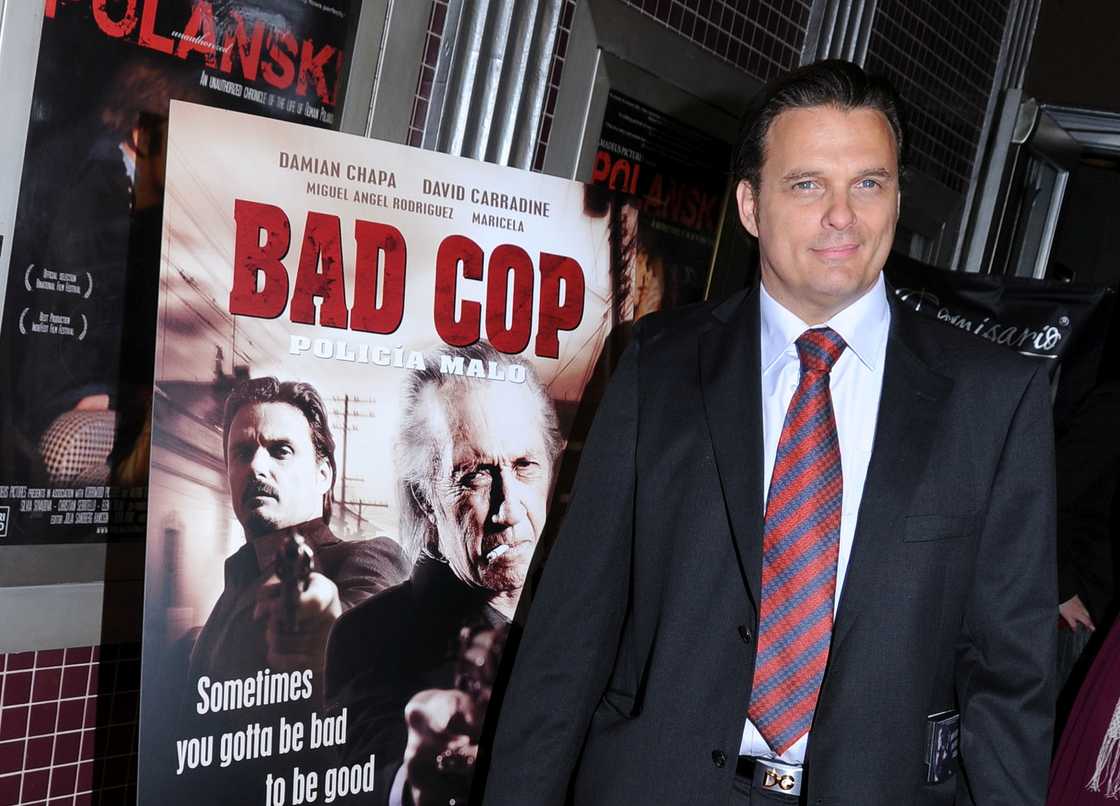 Damian Chapa poses on the red carpet of the Bad Cop premiere