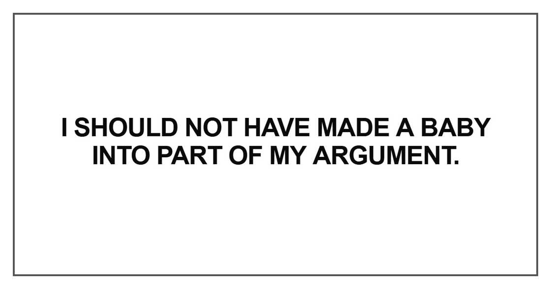 I should not have made a baby into part of my argument