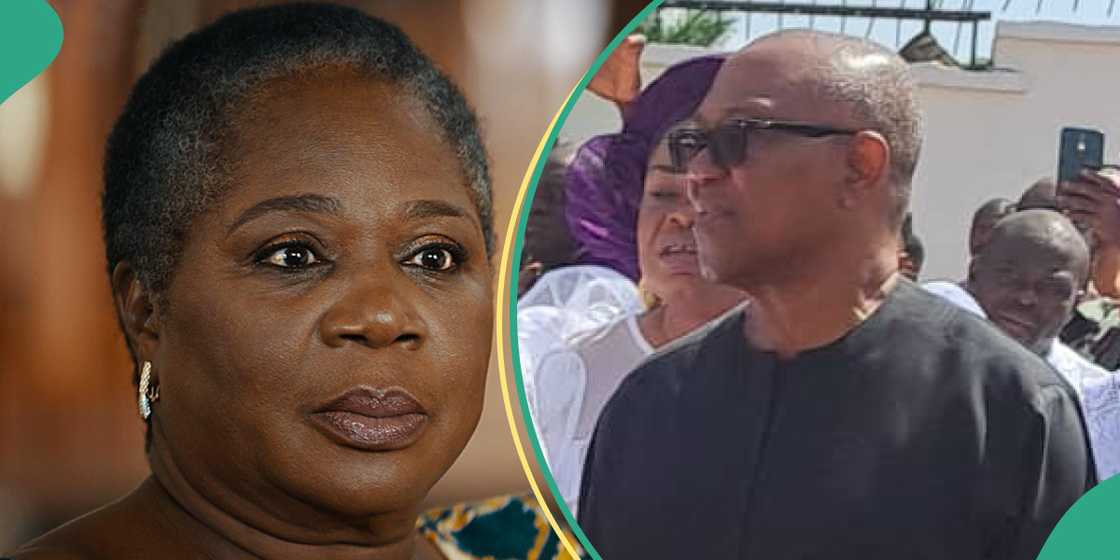 Grieving Peter Obi shares photos of Onyeka Onwenu’s burial