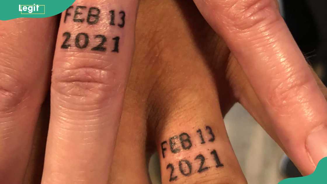 Wedding date ring tattoo Wedding date ring tattoo