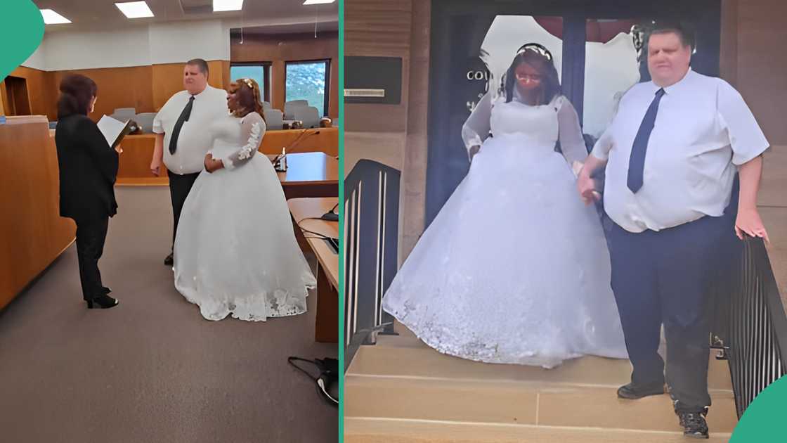 Reactions as Nigerian lady weds plus-sized white man in America