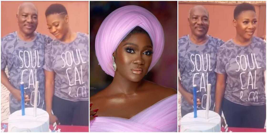 Mercy Johnson loses Dad, Mercy Johnson's sad face, Mercy Johnson with late fateher