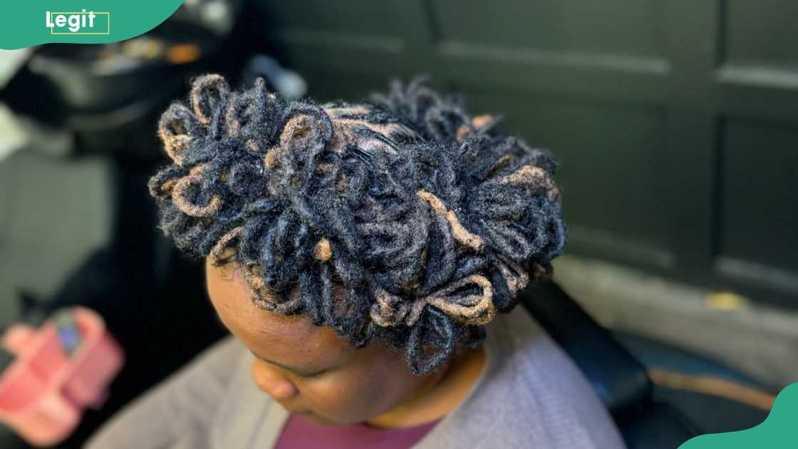 Golden ring loc pattern updo Golden ring loc pattern updo