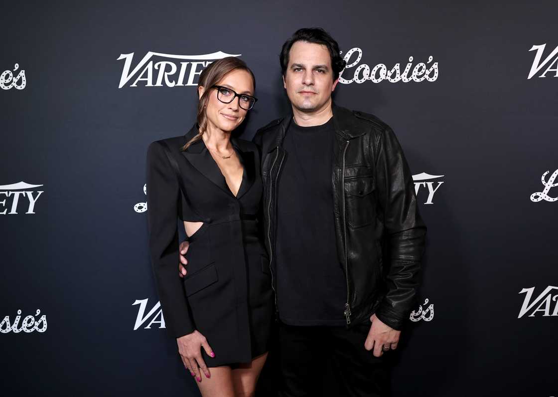 Kat Timpf and Cameron Friscia attend Variety, The New York Party, at Loosie's Nightclub in New York City