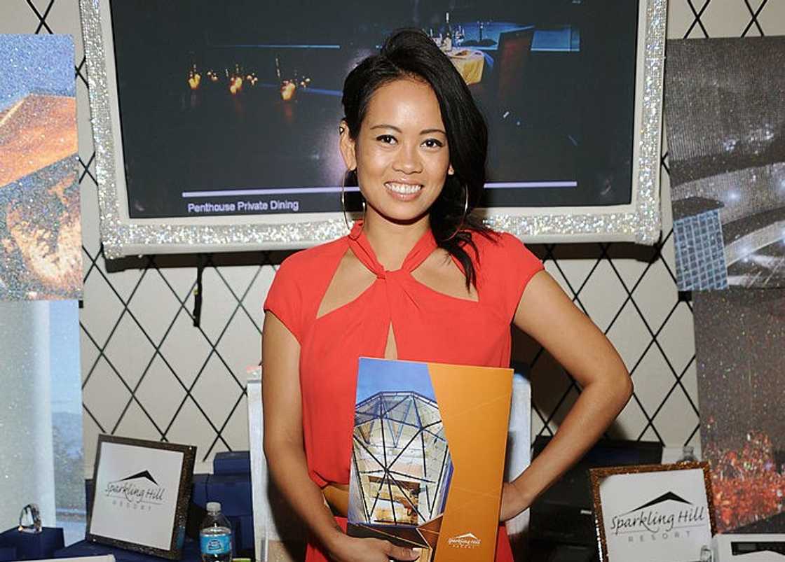 Anya Ayoung-Chee poses at the GBK & Sparkling Resort Fashionable Lounge