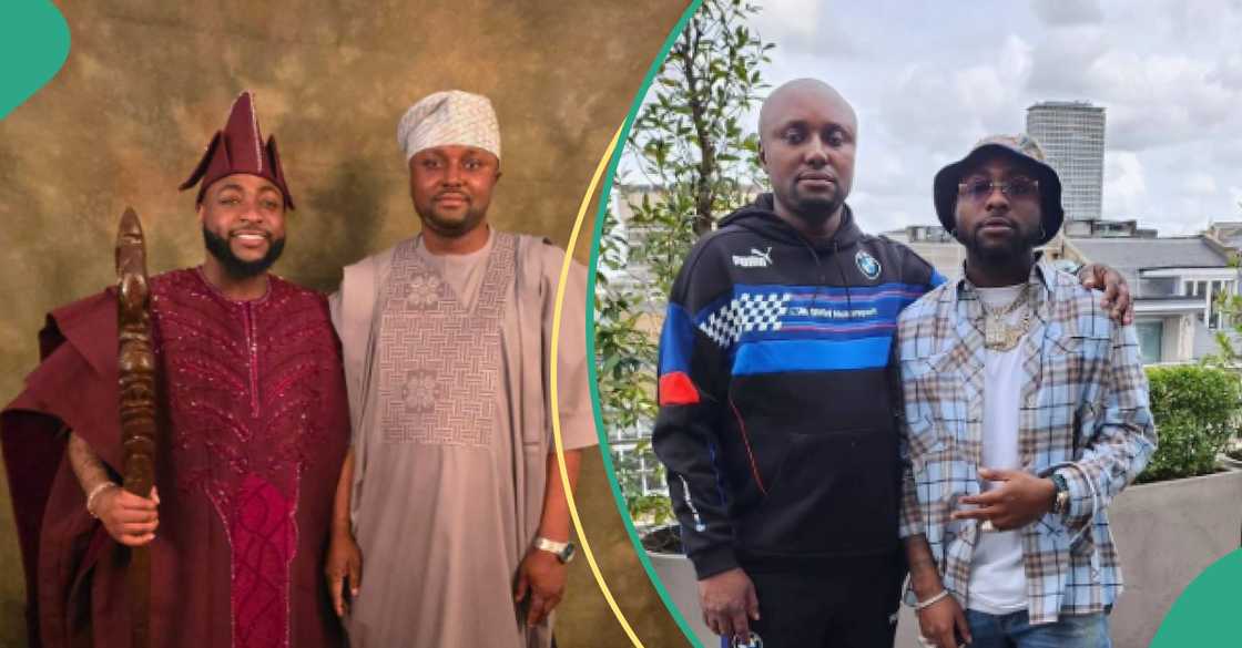 Davido and Isreal post for pictures Davido and Isreal post for pictures