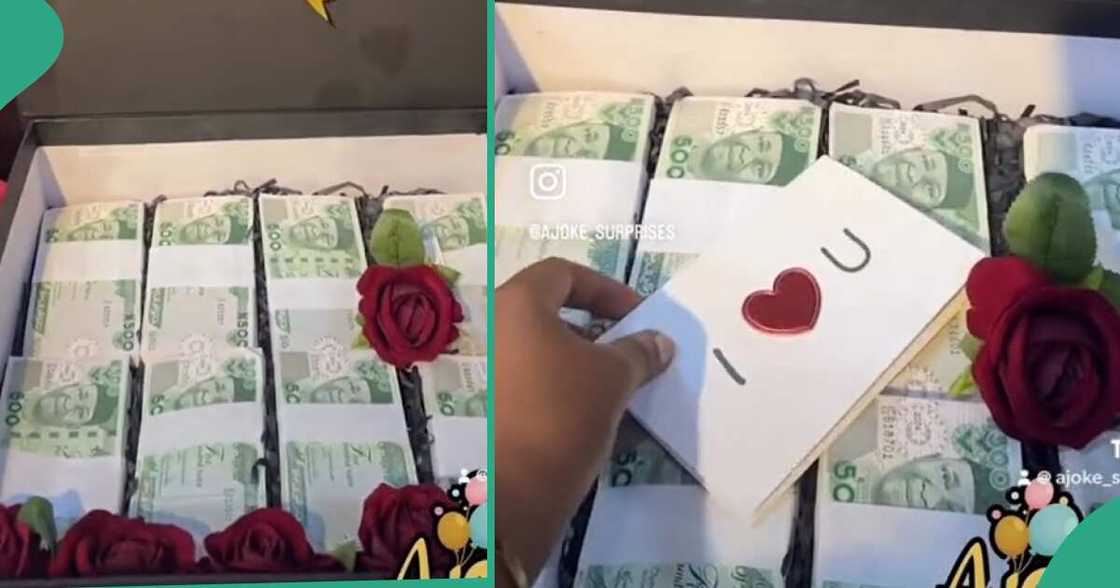 Lady gets briefcase filled with money from her boyfriend. Lady gets briefcase filled with money from her boyfriend.