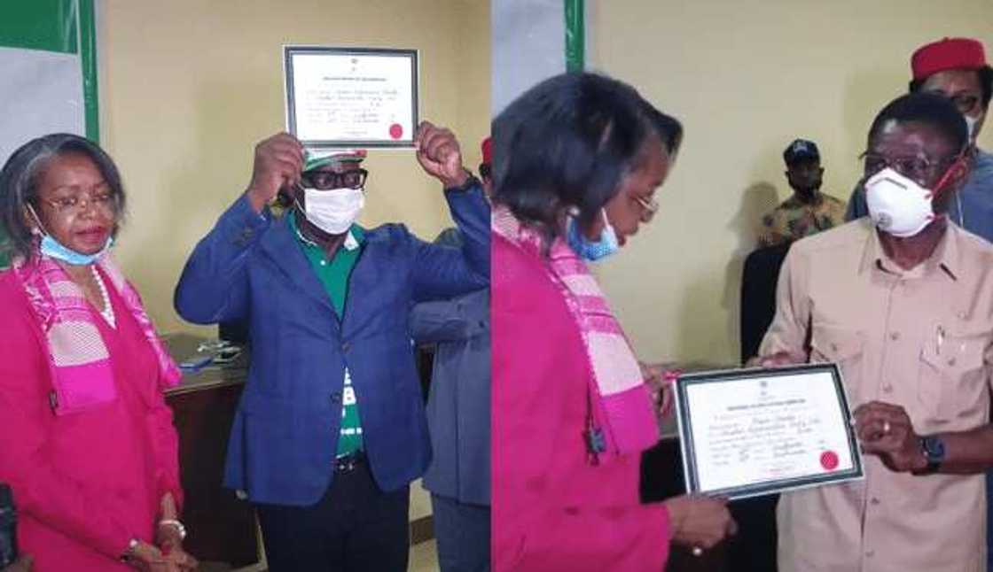 Yanzu-yanzu: Obaseki da mataimakin sun karbi shahadar nasara a zabe