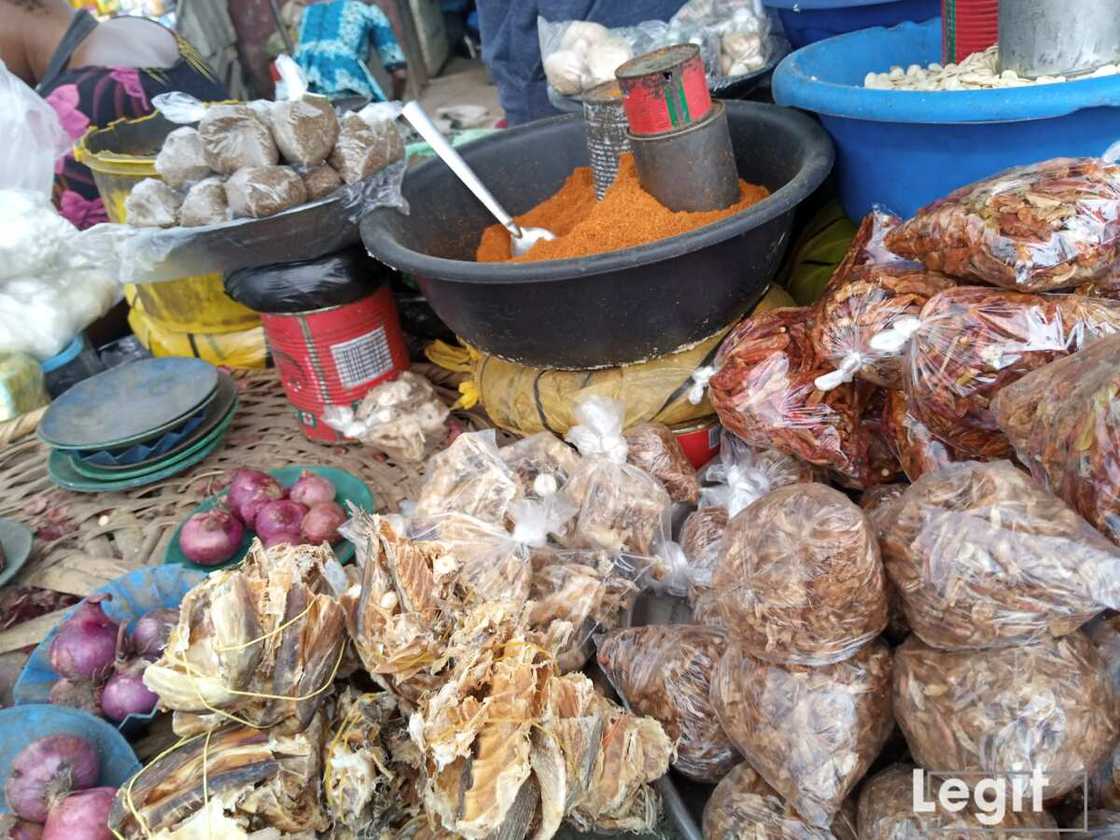 Stock fish, dry pepper and crayfish on display at affordable prices. Photo credit: Esther Odili