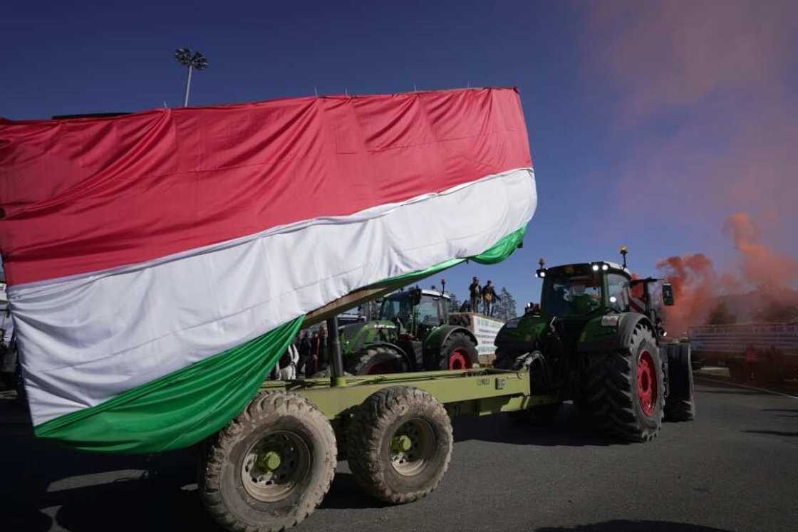 Around 150 tractors massed in Orte, around one hour north of Rome Around 150 tractors massed in Orte, around one hour north of Rome