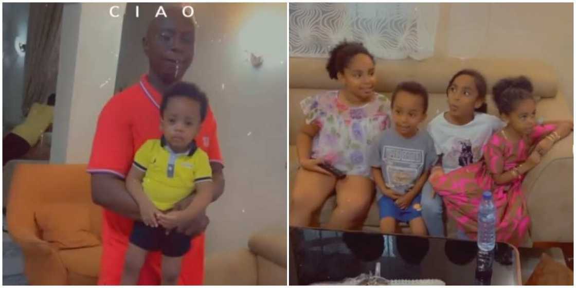 Photos of Ned Nwoko and his children. Photos of Ned Nwoko and his children.