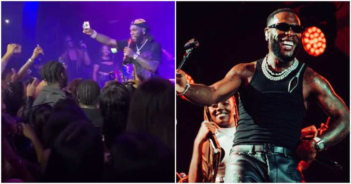 Burna Boy and UK fans, Burna Boy performing on stage Burna Boy and UK fans, Burna Boy performing on stage