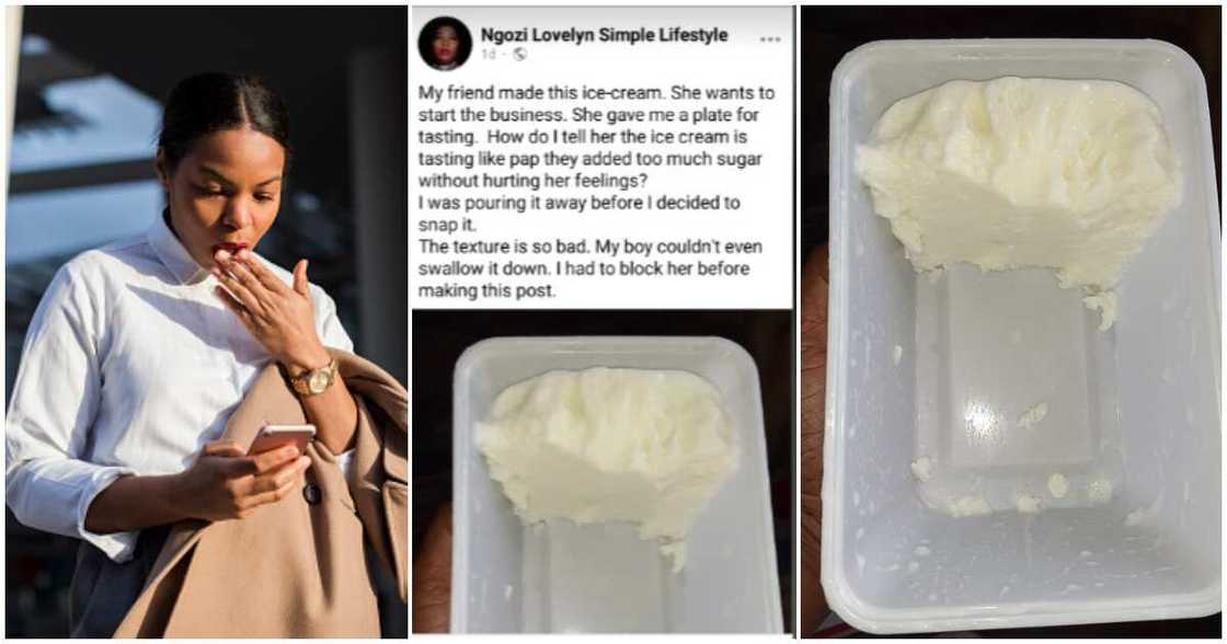Nigerian lady, Ngozi Lovelyn, ice cream, negative bad review Nigerian lady, Ngozi Lovelyn, ice cream, negative bad review