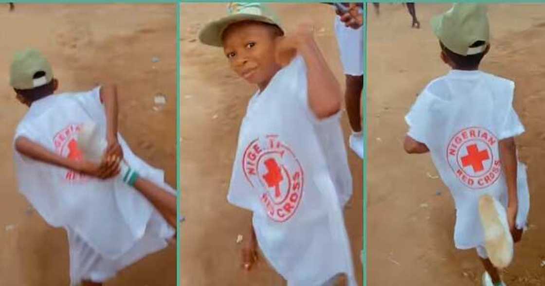 Corper with small stature joins Red Cross in camp, goes viral Corper with small stature joins Red Cross in camp, goes viral