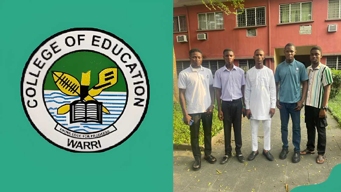 College of Education, Warri logo. The college students posing for a photo. College of Education, Warri logo. The college students posing for a photo.