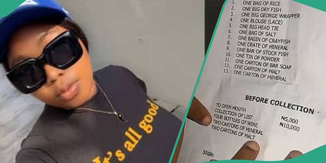 Lady displays heavy bride price list in Rivers state