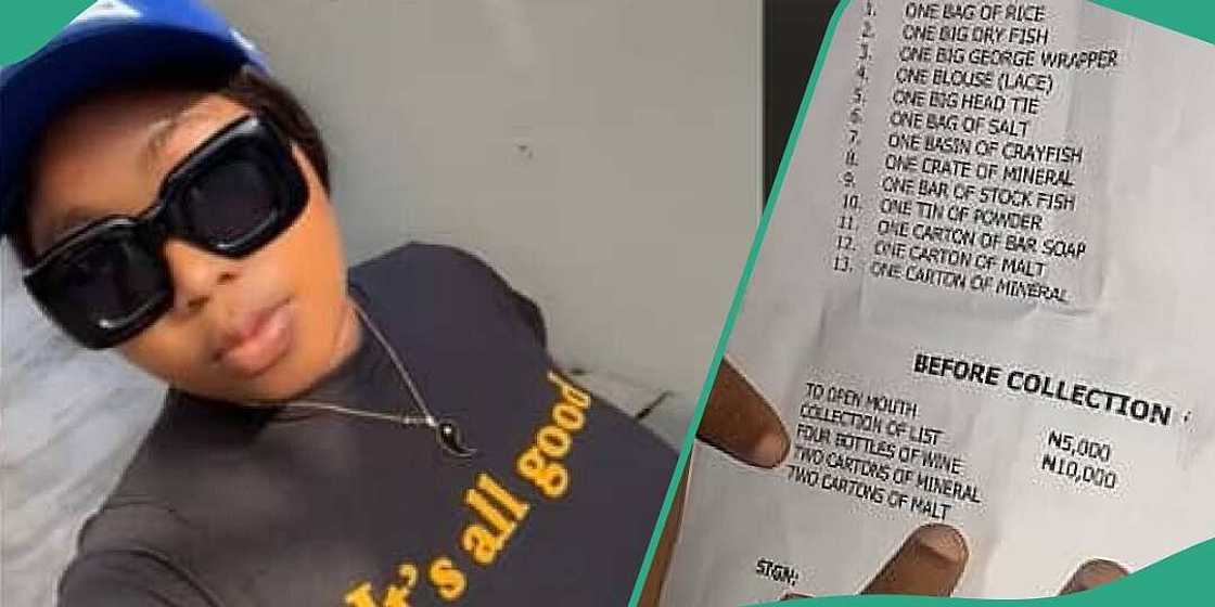 Lady displays heavy bride price list in Rivers state Lady displays heavy bride price list in Rivers state