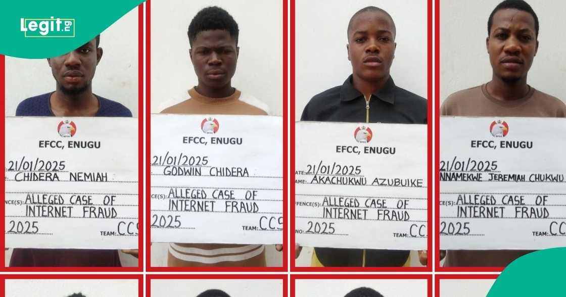 EFCC has arraigned over 10 intermet fraudstars in Enugu state. EFCC has arraigned over 10 intermet fraudstars in Enugu state.